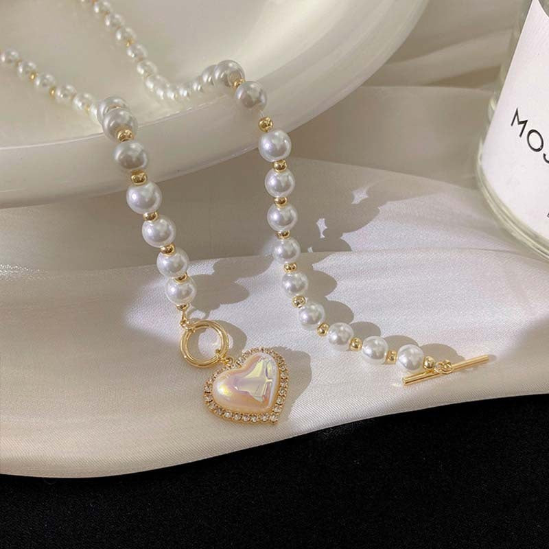 Super Fairy Temperament Pearl Love Necklace