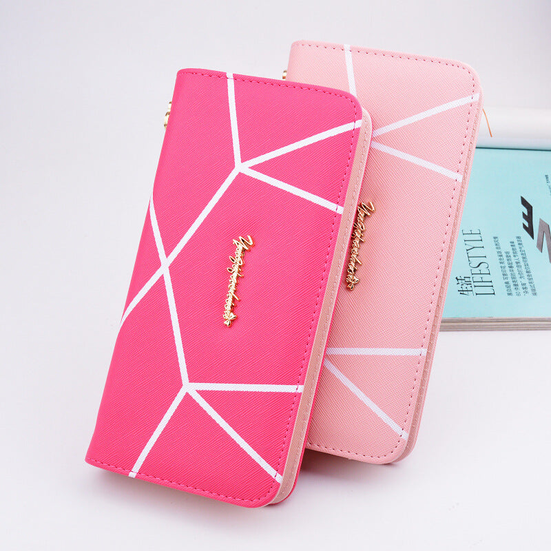 New Geometric Pattern Long Handbag Ladies Purse