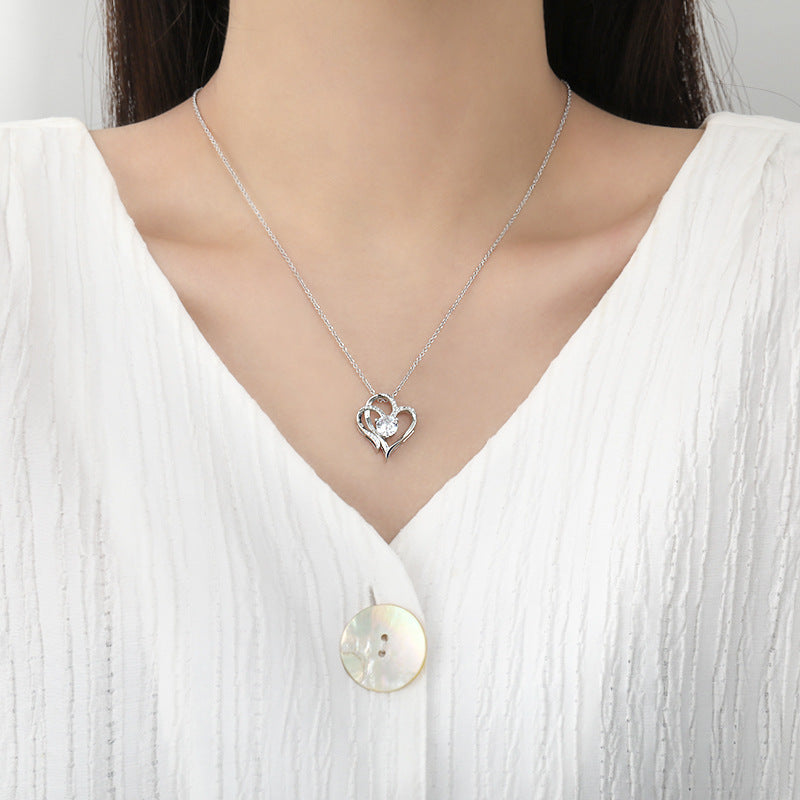Zircon Double Heart Necklace Valentine's Jewellery