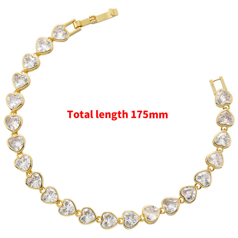 Women's Jewelled Heart Bracelet & Necklace Set