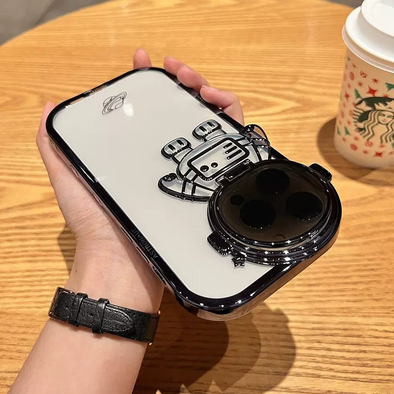 Astronaut Glitter Soft Case – Plating Cover with Stand for iPhone Pro/Max