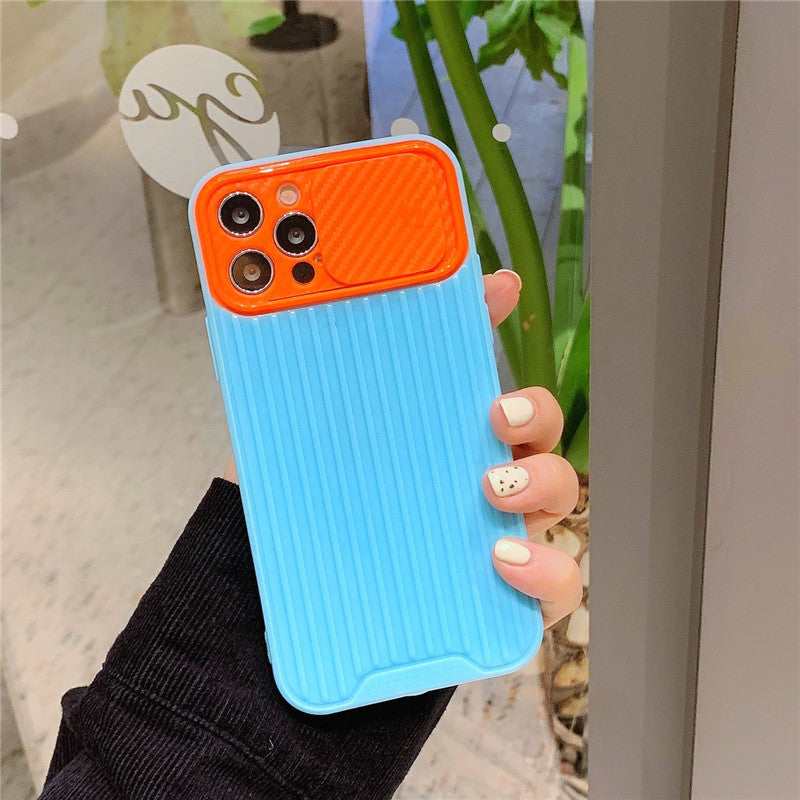 Push-pull Slide Cover Color Contrast Soft Shell Anti-drop Mobile Phone Case