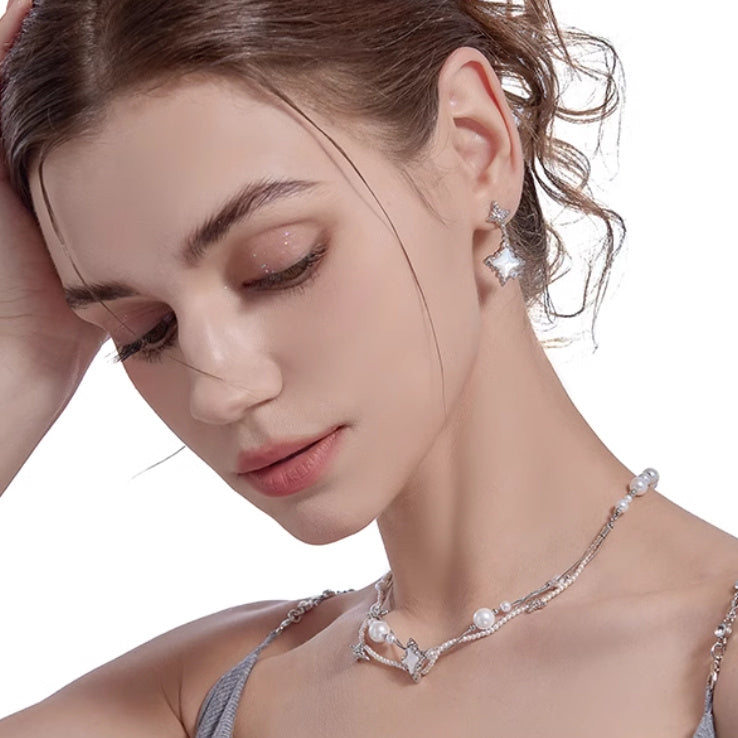 XINGX Light Luxury Woven Asterism Pearl Necklace