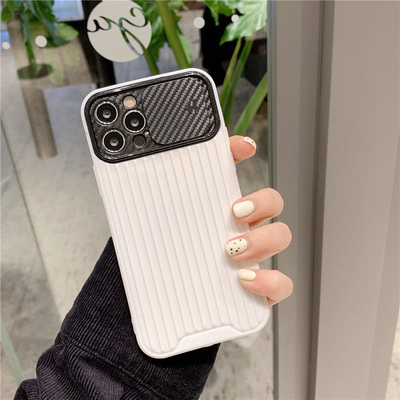 Push-pull Slide Cover Color Contrast Soft Shell Anti-drop Mobile Phone Case