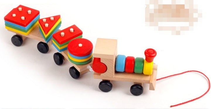 Wooden Train Tractor Toy – Educational Puzzle for Kids
