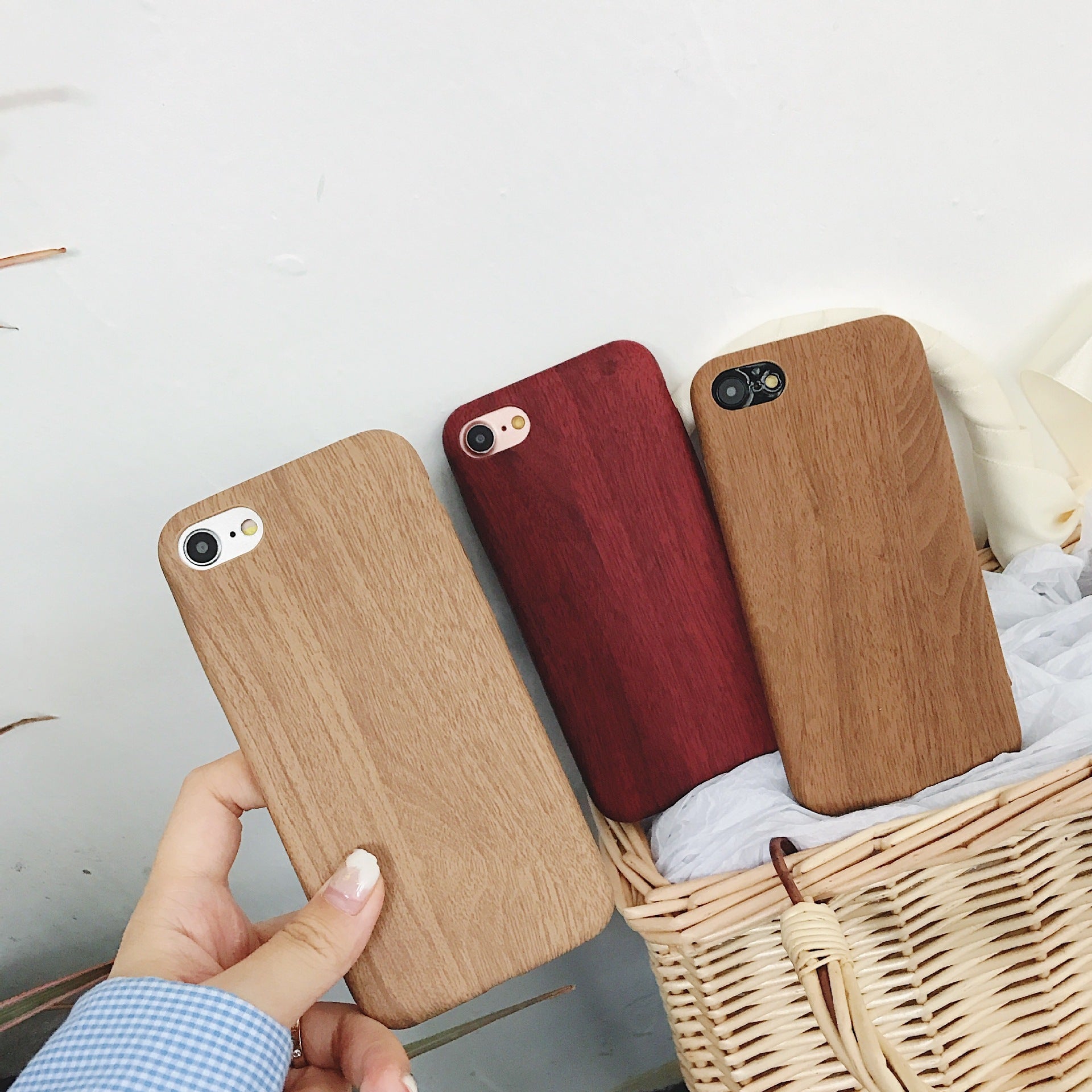 Ultra-Thin Wooden Grain Phone Case β Soft Leather & Durable Cover
