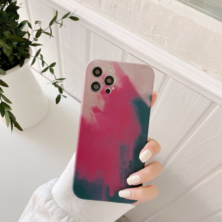 Oil Painting Gradient Geometric Silicone Case for iPhone