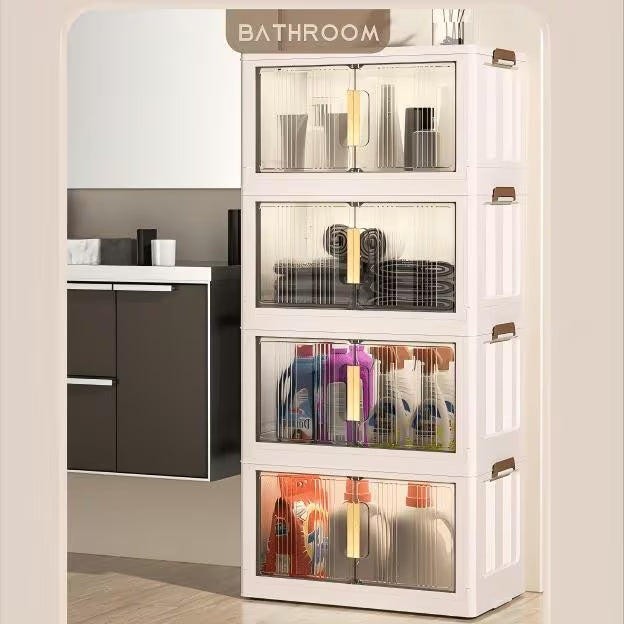 Folding Storage Box With Door Fold-able Storage Cabinet Box