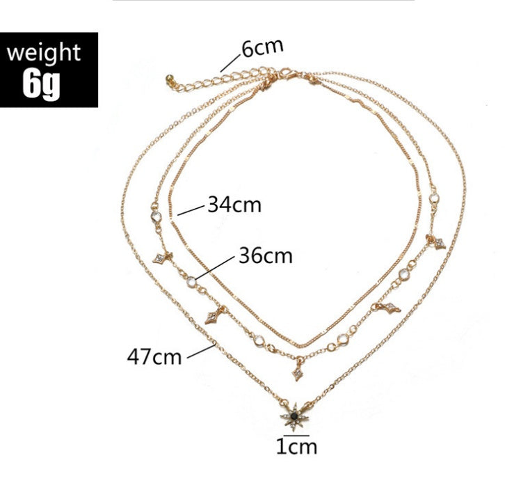 Multi-layer star pendant handmade alloy necklace