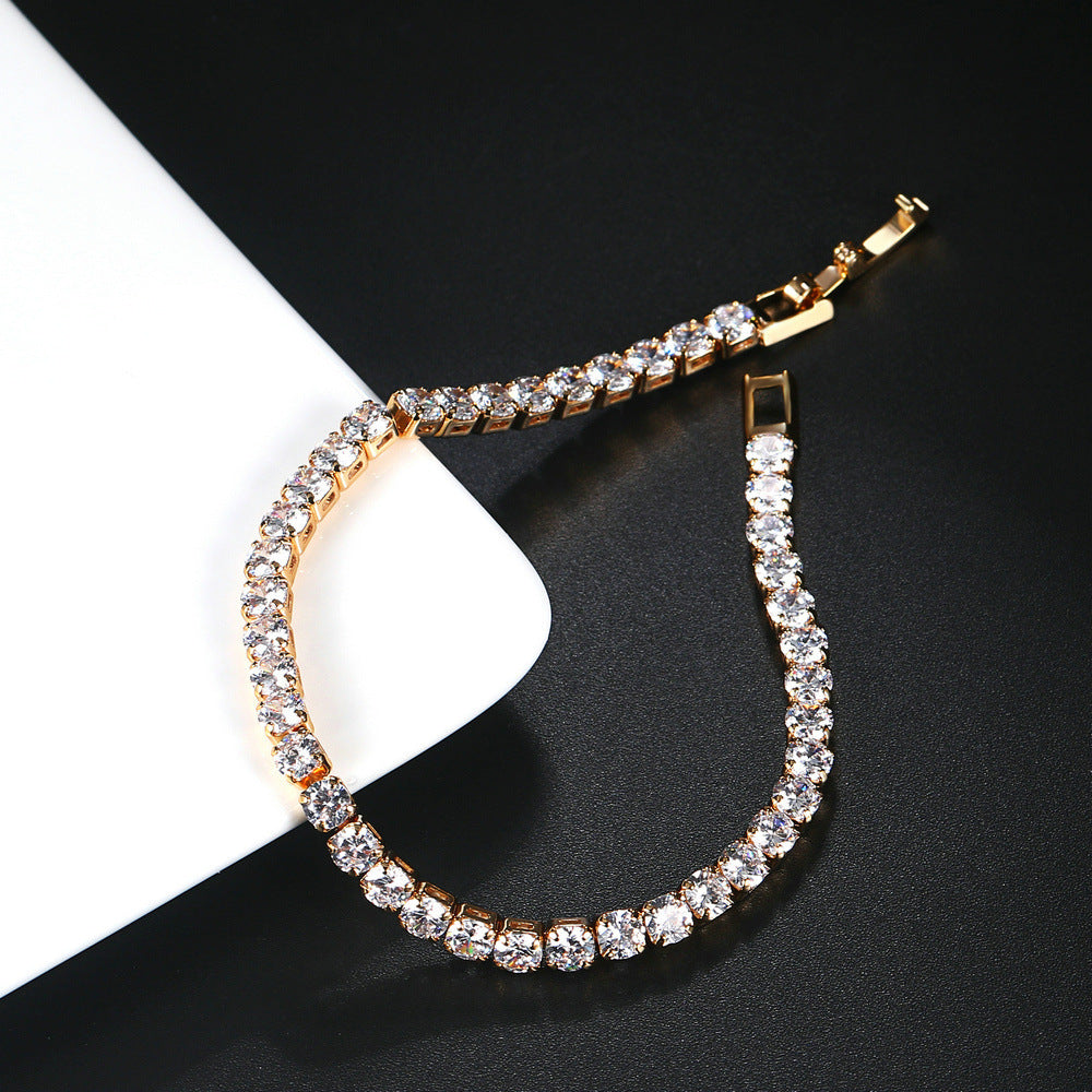 4mm Round Zircon Tennis Bracelet - Full Diamond Hip Hop Jewellery