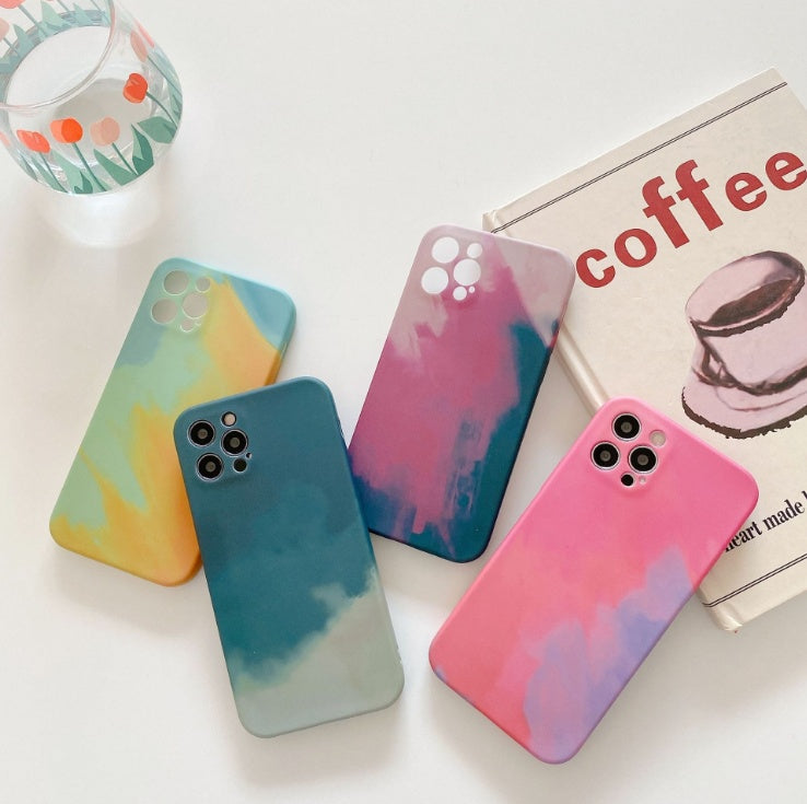 Oil Painting Gradient Geometric Silicone Case for iPhone
