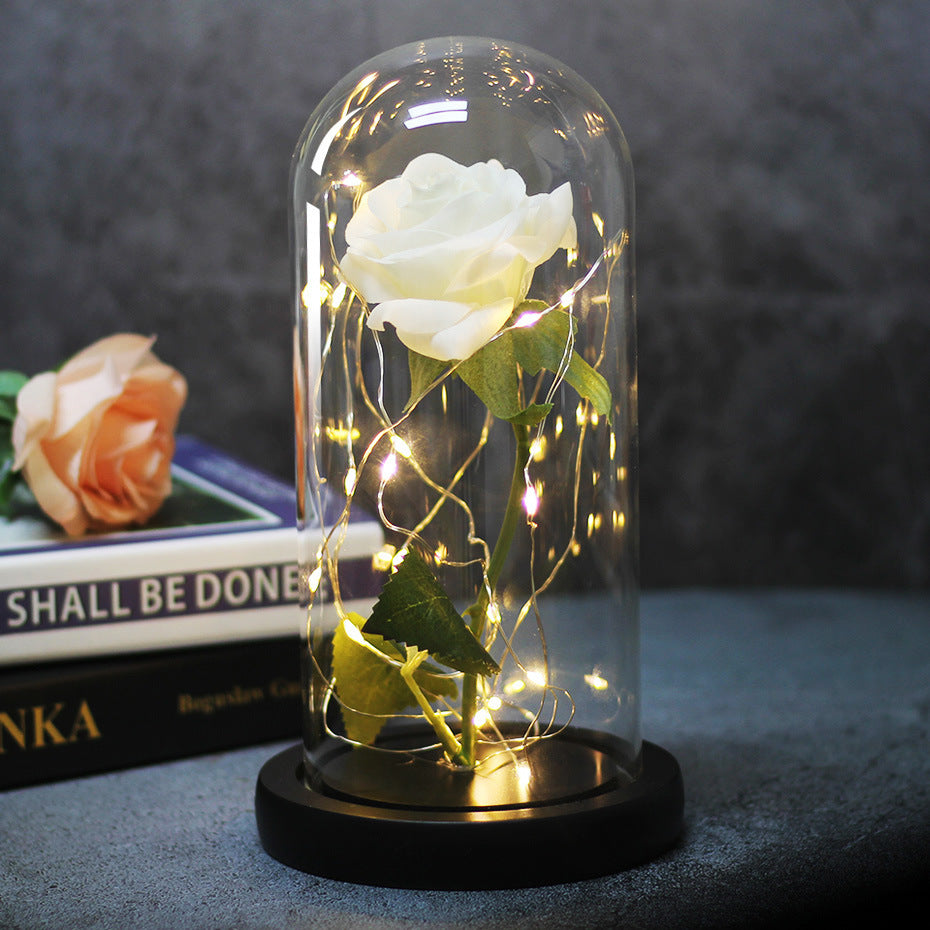 Enchanted Forever Rose Flower in Glass with LED Lights