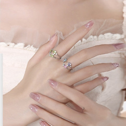 Colorful Zircon Geometric Ring β Unique Irregular Design