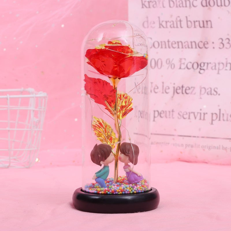 Enchanted Forever Rose Flower in Glass with LED Lights