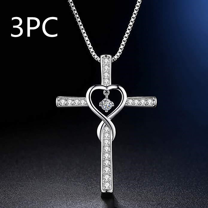 Infinity Cross Birthstone Pendant Necklace for Women