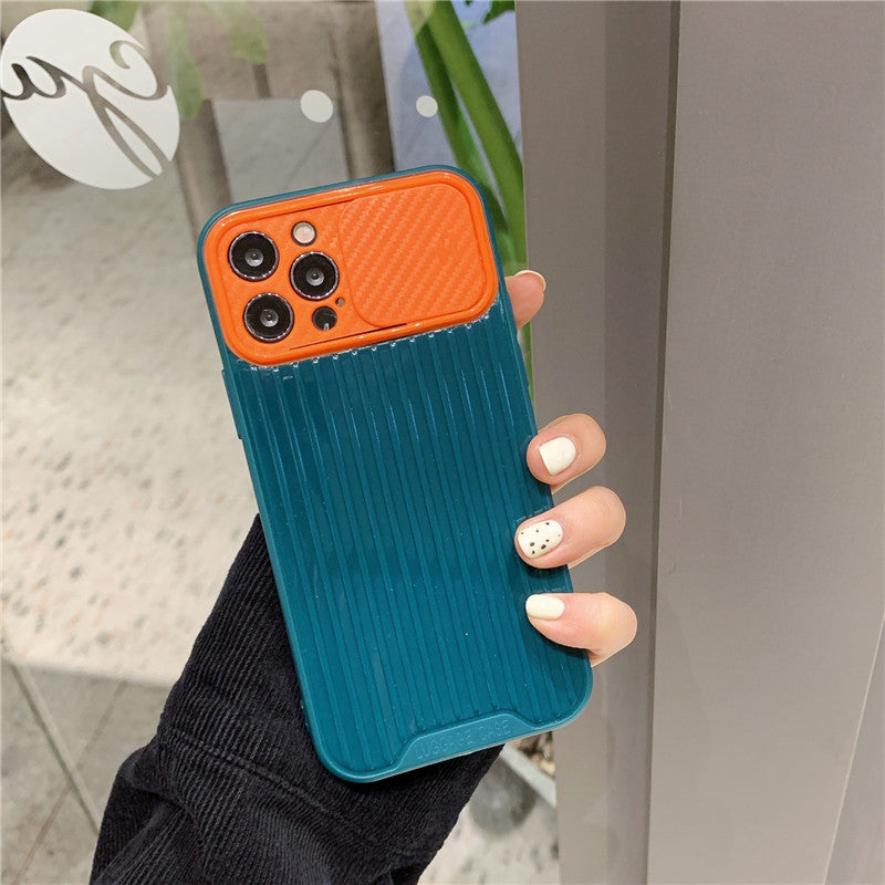 Push-pull Slide Cover Color Contrast Soft Shell Anti-drop Mobile Phone Case