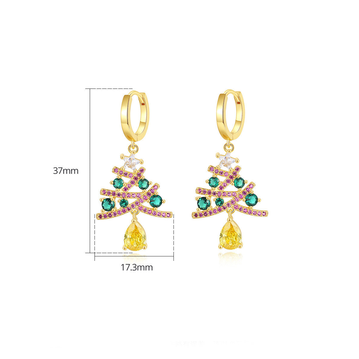 Colourful Rhinestone Christmas Tree Earrings