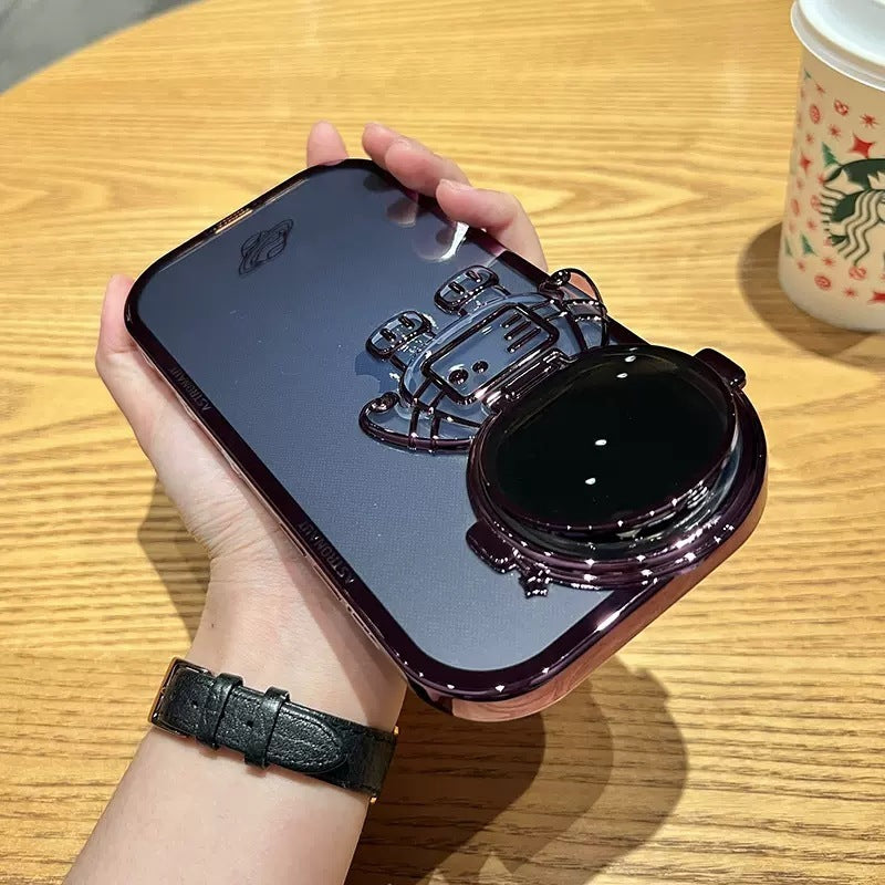 Astronaut Glitter Soft Case – Plating Cover with Stand for iPhone Pro/Max