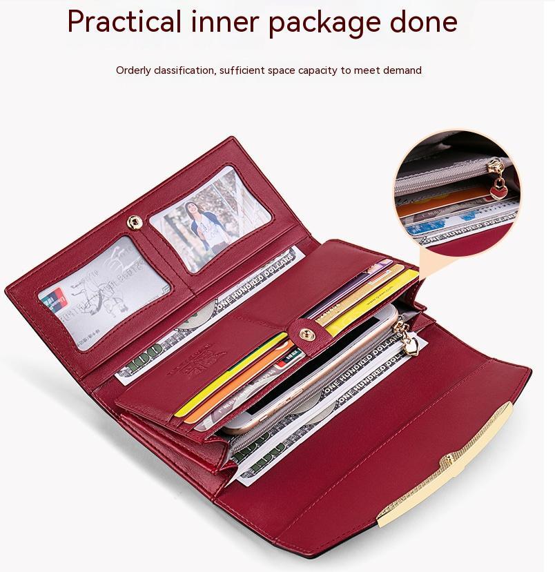 Women's Real Leather Long Large Capacity Wallet Clutch Bag