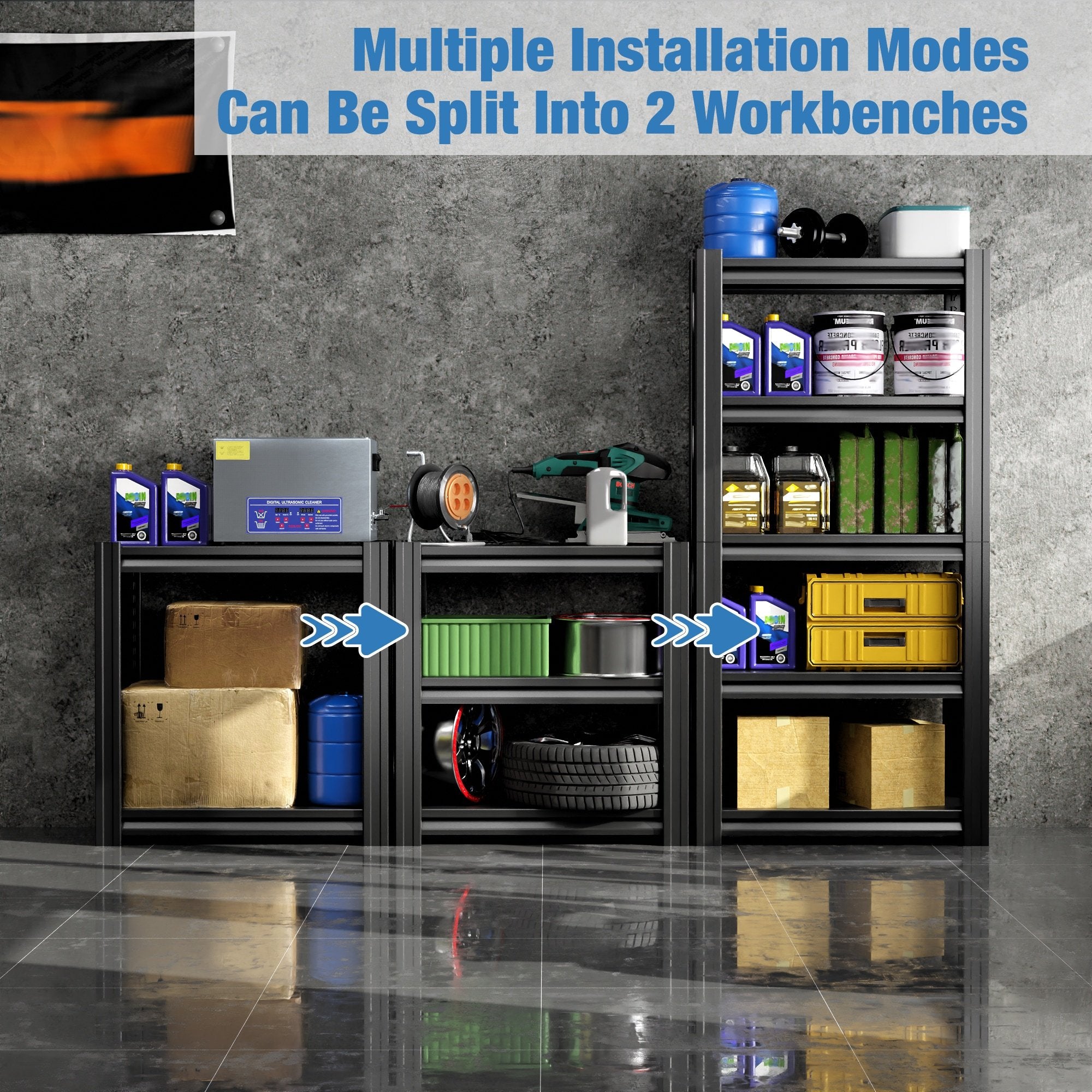 Heavy Duty Garage Shelving - 5 Tier Adjustable Metal Unit