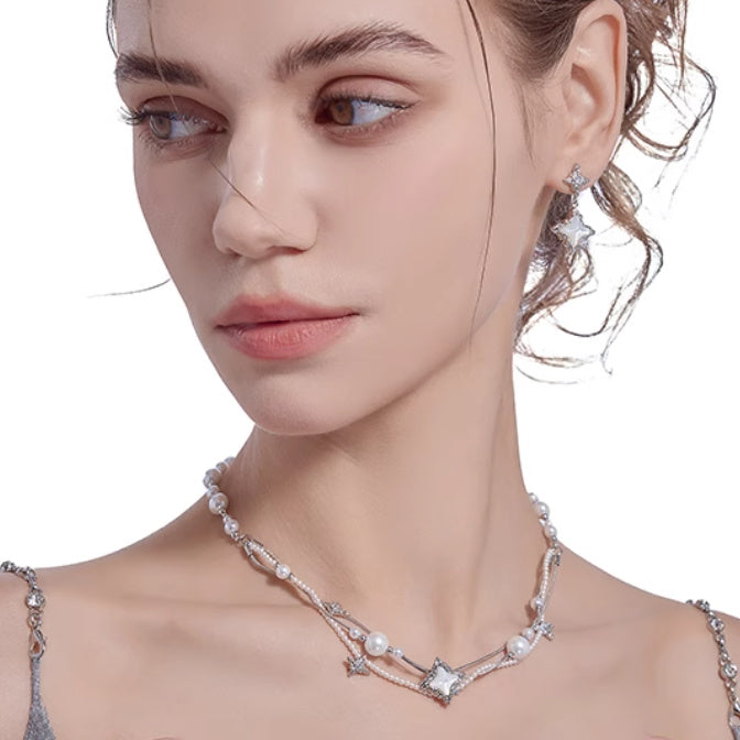 XINGX Light Luxury Woven Asterism Pearl Necklace