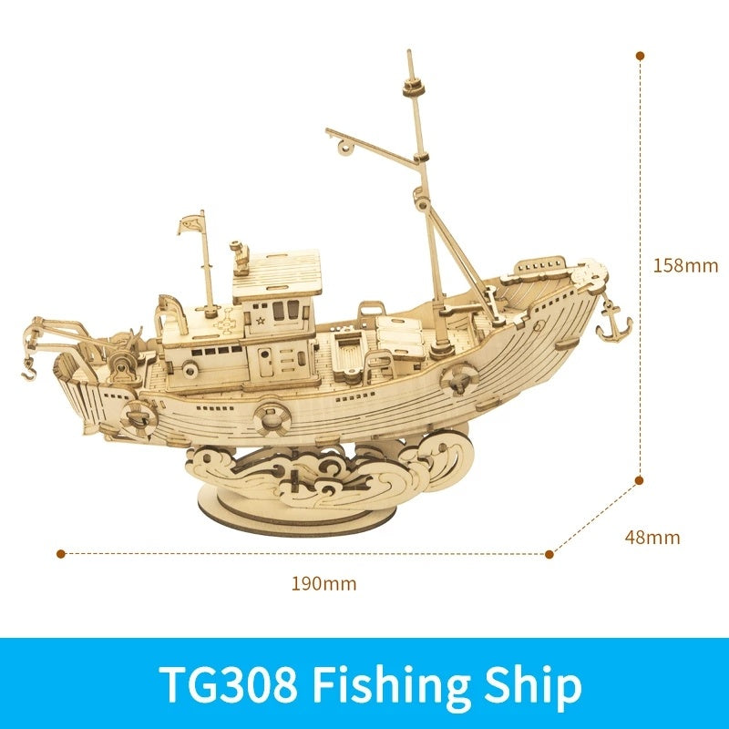 Robotime 3D Wooden Ship Puzzle – DIY Assembly Kit 4o