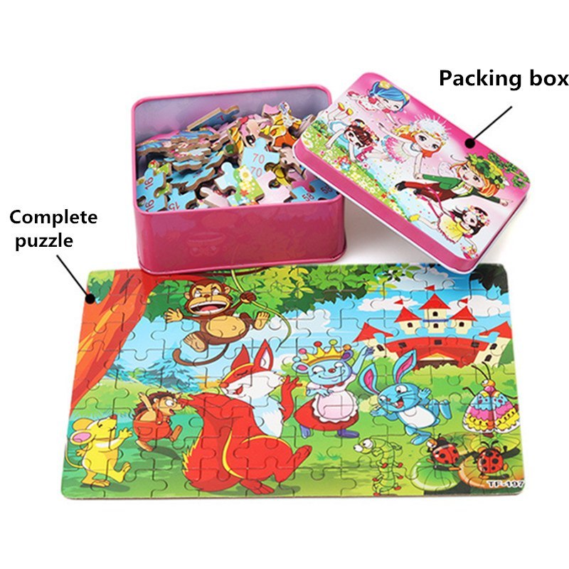 Educational Development Toy for Kids - 80PCS Wooden Animal Puzzle