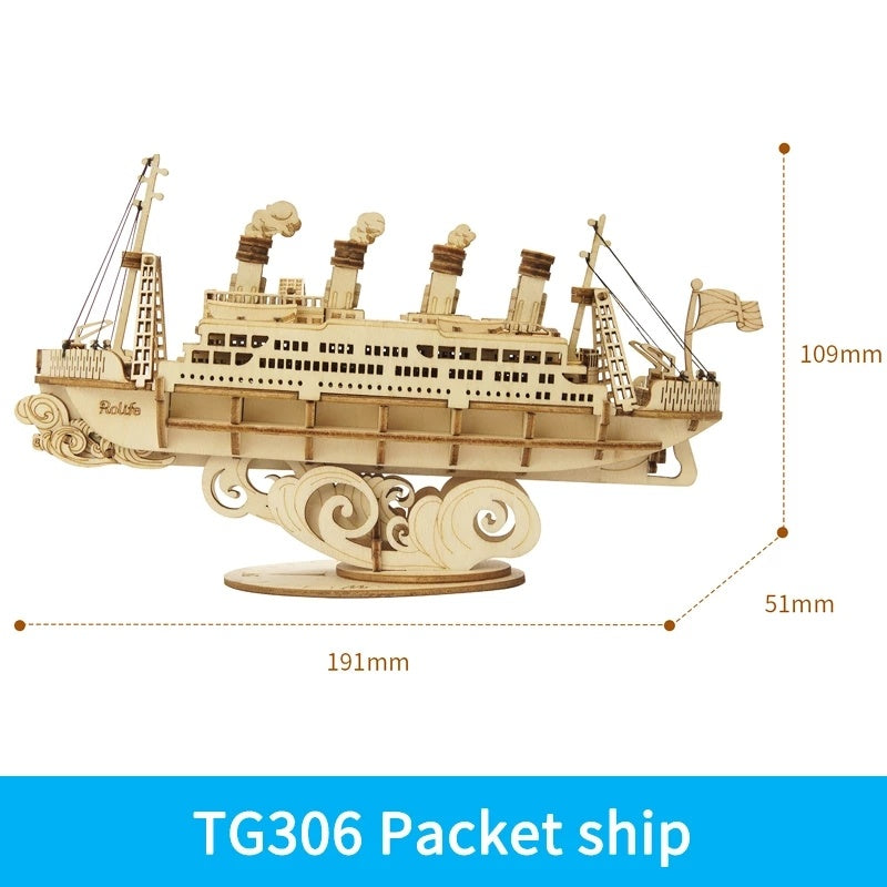 Robotime 3D Wooden Ship Puzzle – DIY Assembly Kit 4o