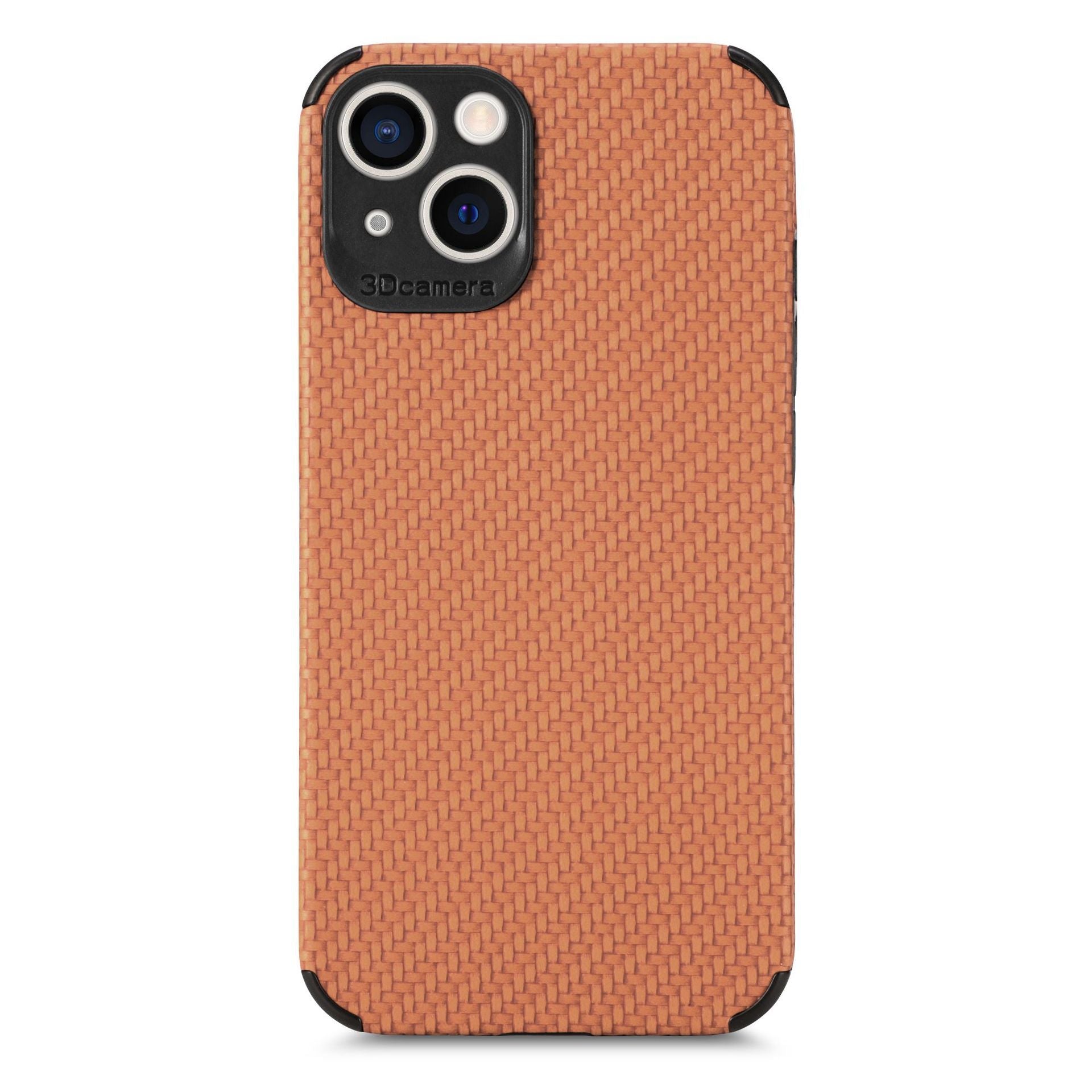 Simple Solid Color Mobile Phone Case With Carbon Fiber Pattern