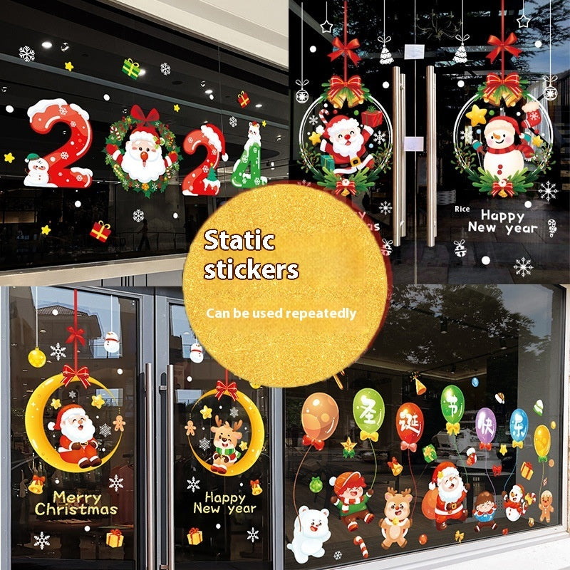 Christmas Decorations Static Sticker Santa Claus Window Sticker
