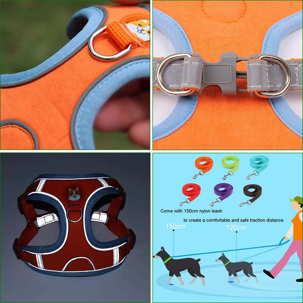 Pet Dog Adjustable Harness And Leash Set