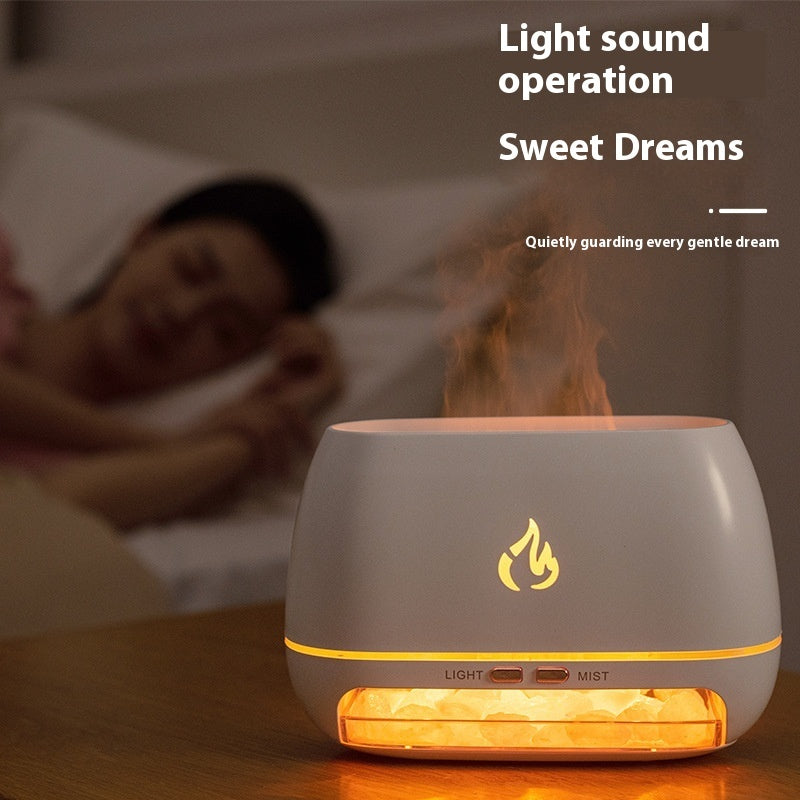 Wood Grain Aromatherapy Diffuser with Simulated Flame Effect