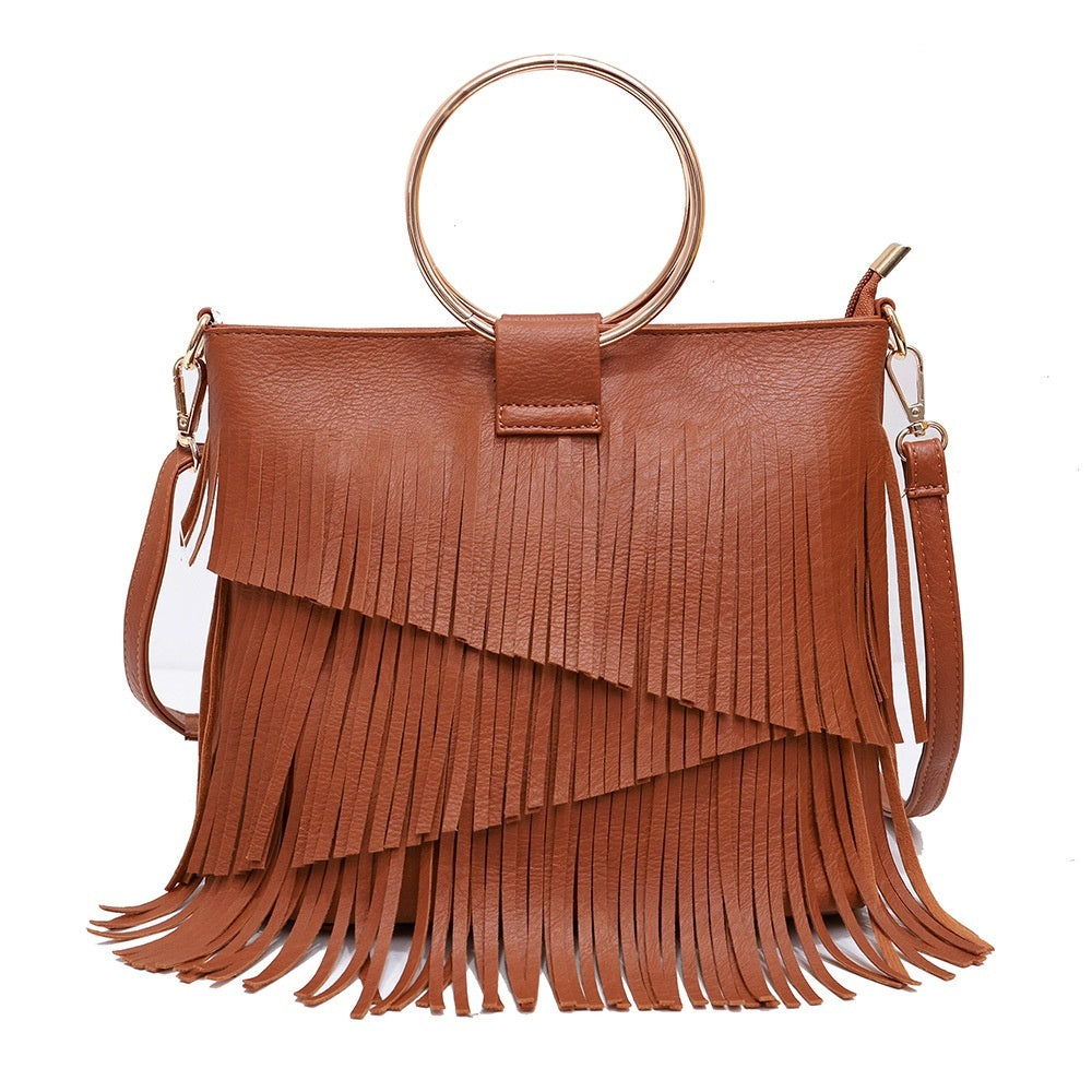 Irregular Tassel Fashion Bag - Portable Design