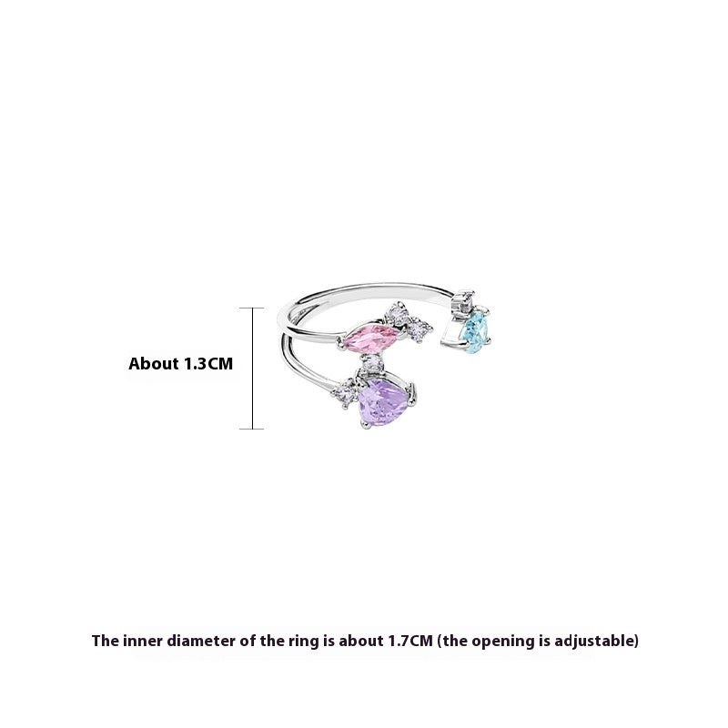 Colorful Zircon Geometric Ring – Unique Irregular Design