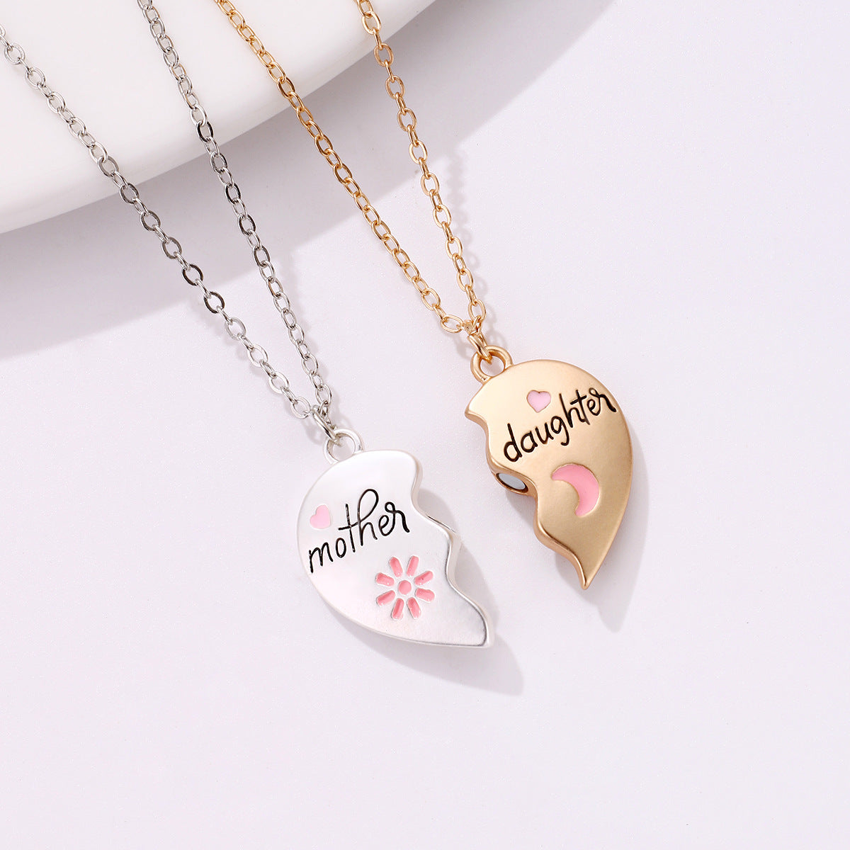Mother-Daughter Magnetic Heart Necklace Set