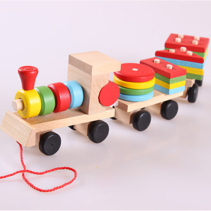 Wooden Train Tractor Toy – Educational Puzzle for Kids