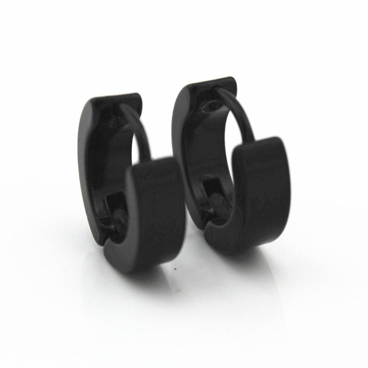 SI ME Punk Black Hoop Earrings Unisex Jewellery