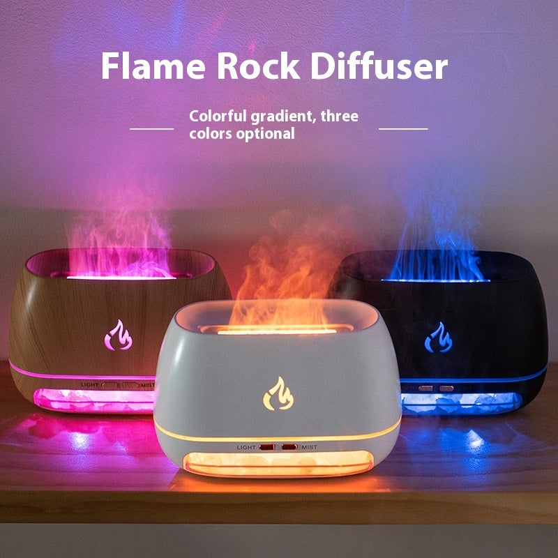 Wood Grain Aromatherapy Diffuser with Simulated Flame Effect