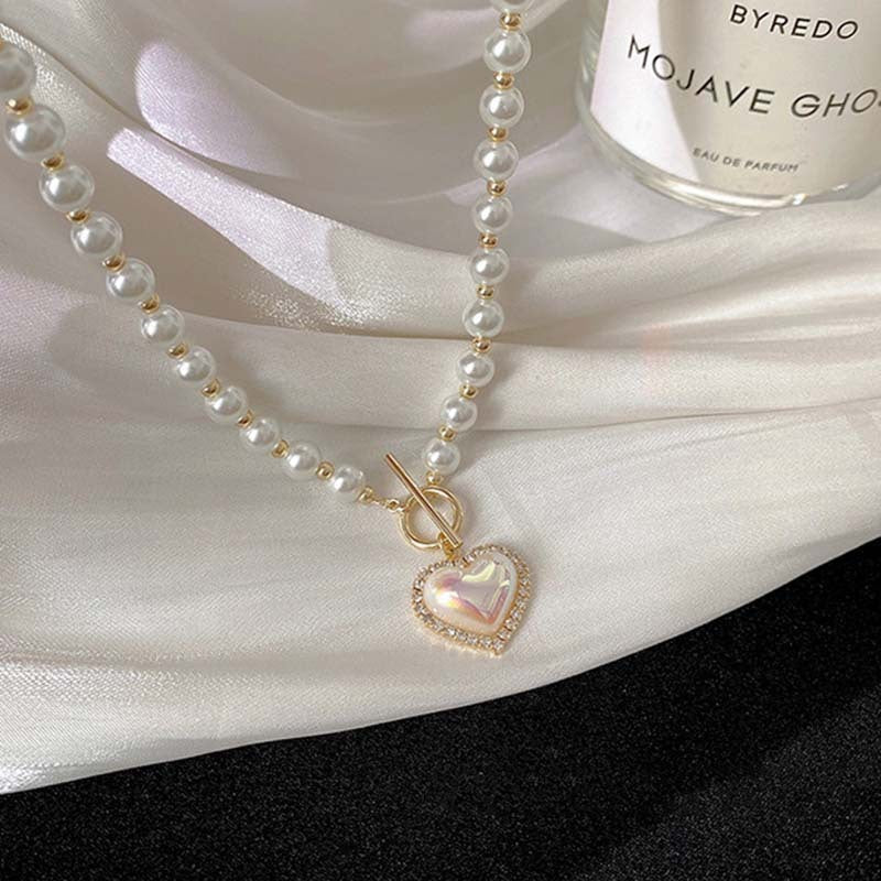 Super Fairy Temperament Pearl Love Necklace