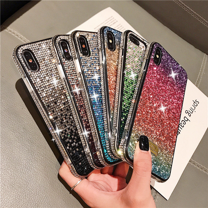 Rainbow Leather Diamond Phone Case