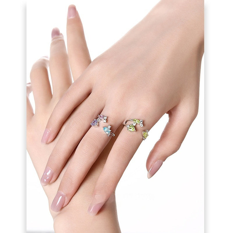 Colorful Zircon Geometric Ring β Unique Irregular Design