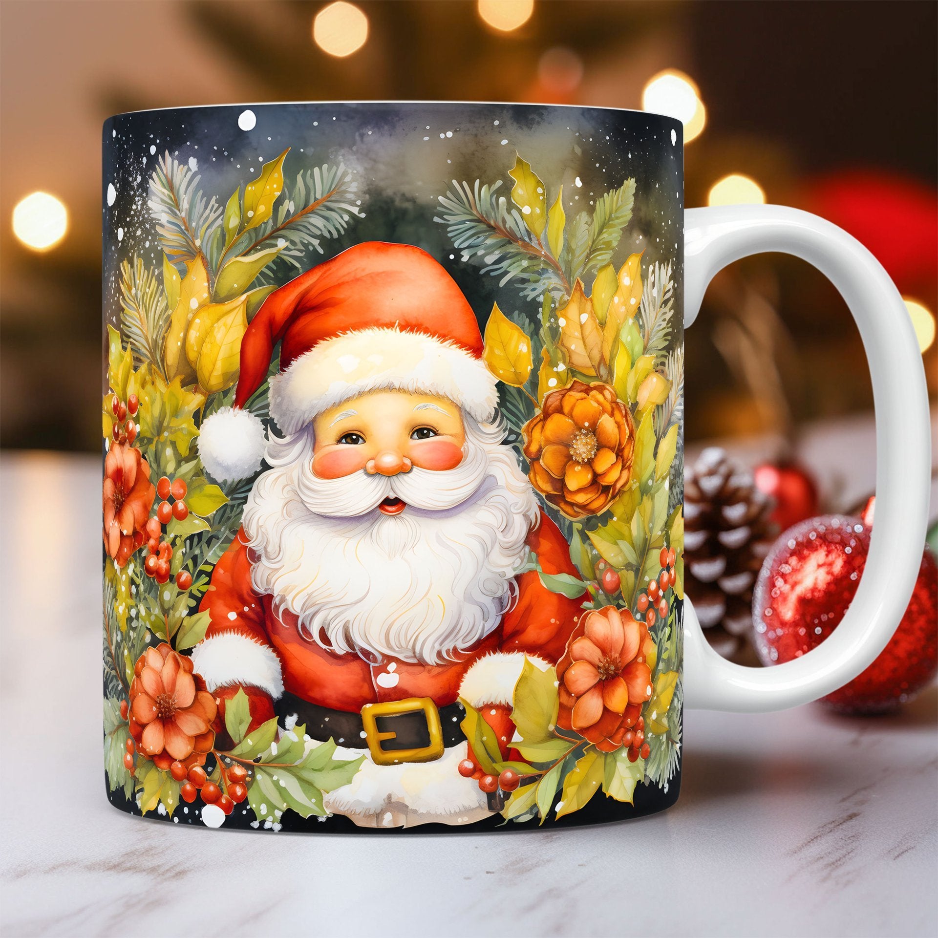 3D Christmas Ceramic Mug - Snowman & Santa Design
