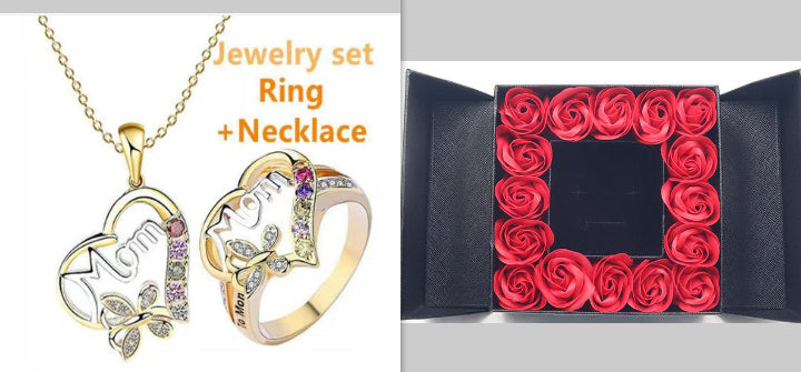 Mom Rhinestone Butterfly Heart Ring - Mother's Day Gift