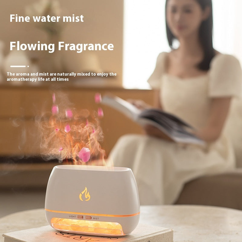 Wood Grain Aromatherapy Diffuser with Simulated Flame Effect