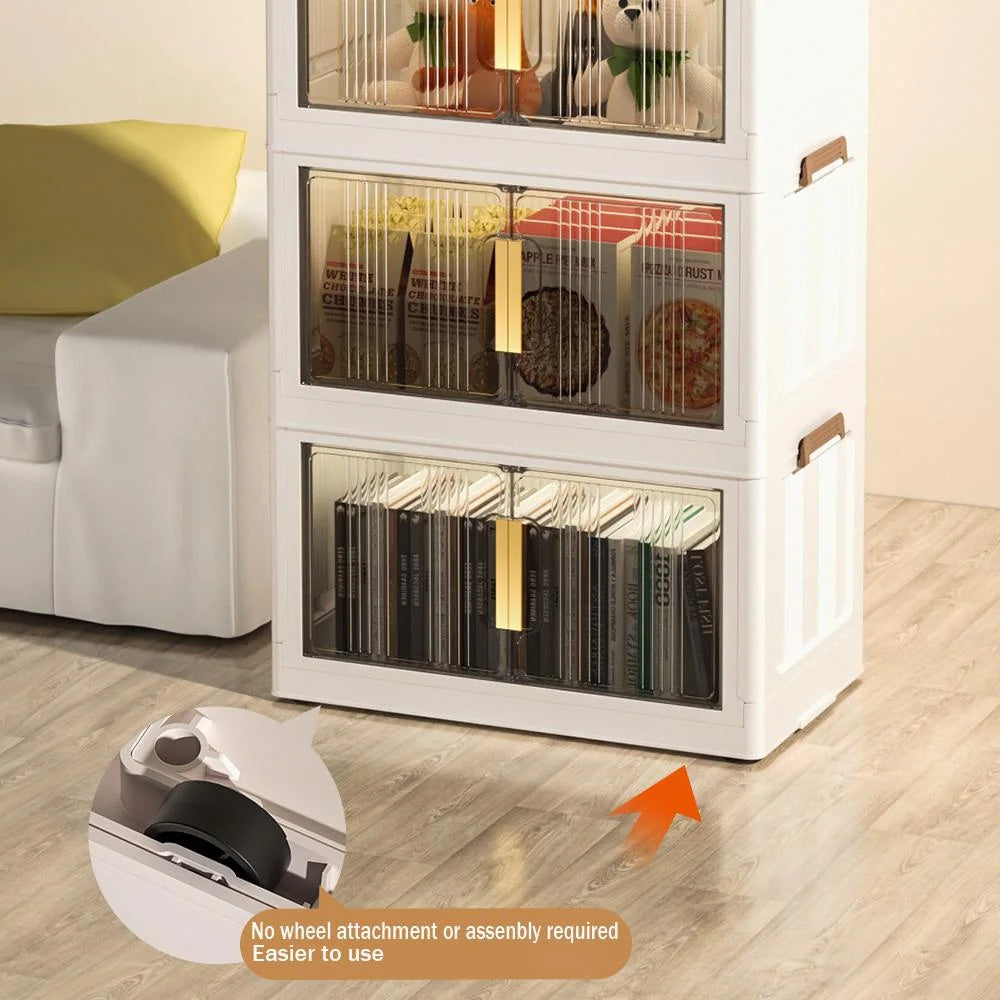 Folding Storage Box With Door Fold-able Storage Cabinet Box