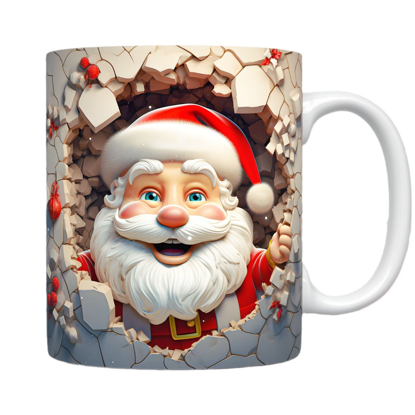 3D Christmas Ceramic Mug - Snowman & Santa Design
