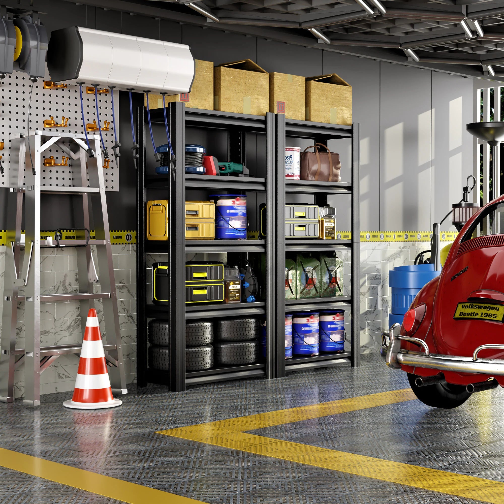 Heavy Duty Garage Shelving - 5 Tier Adjustable Metal Unit