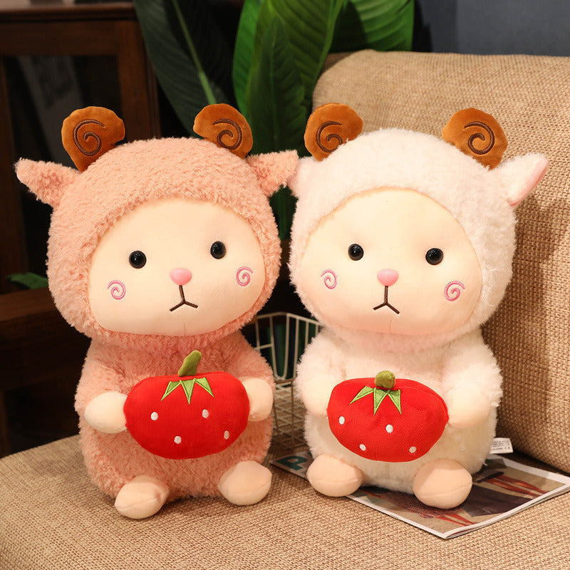 Little Sheep Plush Toy With Strawberry