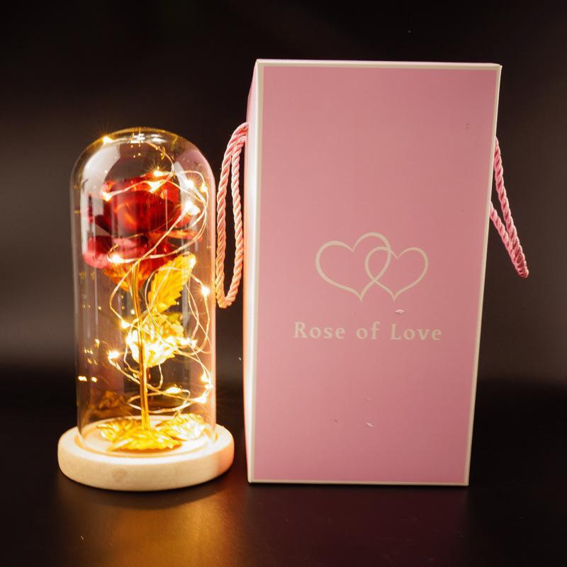 Enchanted Forever Rose Flower in Glass with LED Lights