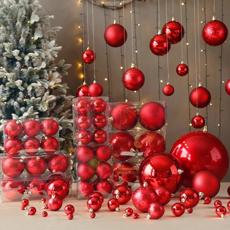 Christmas Decoration Red Ball Electroplating Plastic Christmas Tree
